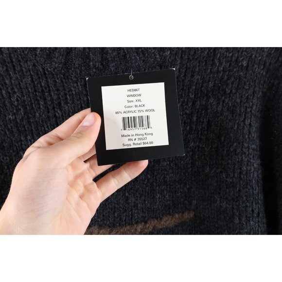 NOS Vtg 90s Marithe Francois Girbaud Mens 2XL Wool Blend Knit Graffiti Sweater - Picture 6 of 10